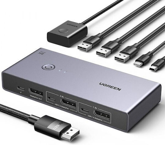 Ugreen Kvm Switch 2 Θέσεων Usb/dp KVM & Data Switch με USB / USB 3.0 / USB-C