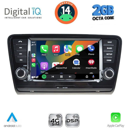 Digital IQ Car Audio System for Skoda Octavia 2013-2021 Bluetooth USB WiFi GPS Apple CarPlay Android Auto with 8" Touch Screen