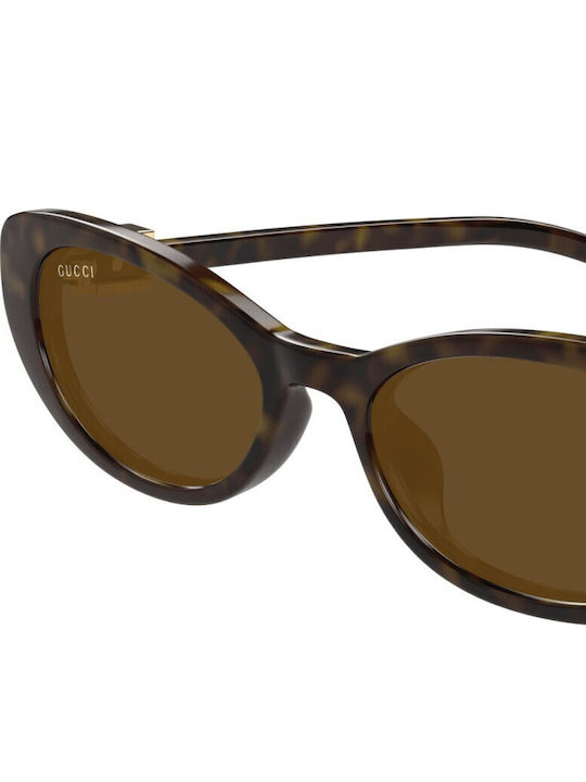Gucci Γυναικεία Γυαλιά Ηλίου με Καφέ Ταρταρούγα Κοκκάλινο Σκελετό και Καφέ Φακό GG1680S 004
