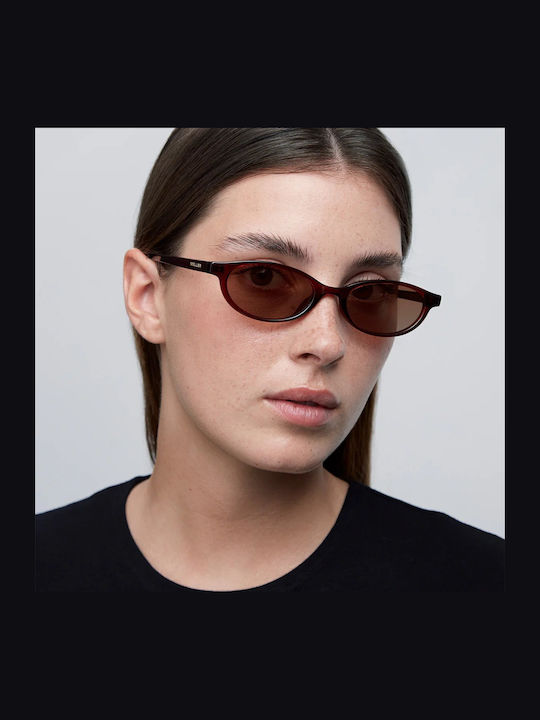 Meller Binti Women's Sunglasses with Red Horn-Rimmed Frame and Brown Lens BN-MAROONGBROWN