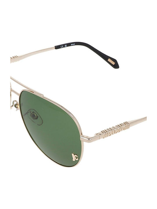 Just Cavalli Unisex Sunglasses with Gold Metal Frame and Green Lens SJC029 0349