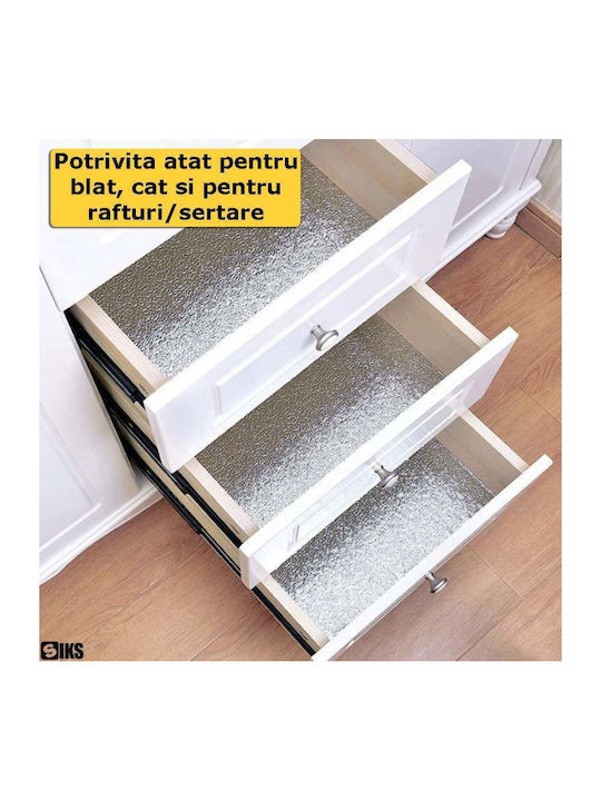 Siks Folie Autocolantă Pentru Blat De Bucătărie Pvc 60×500 Cm Rezistentă La Umiditate Și Pete Ușor De Curățat Protecție Pentru Blat Și Perete Argintie