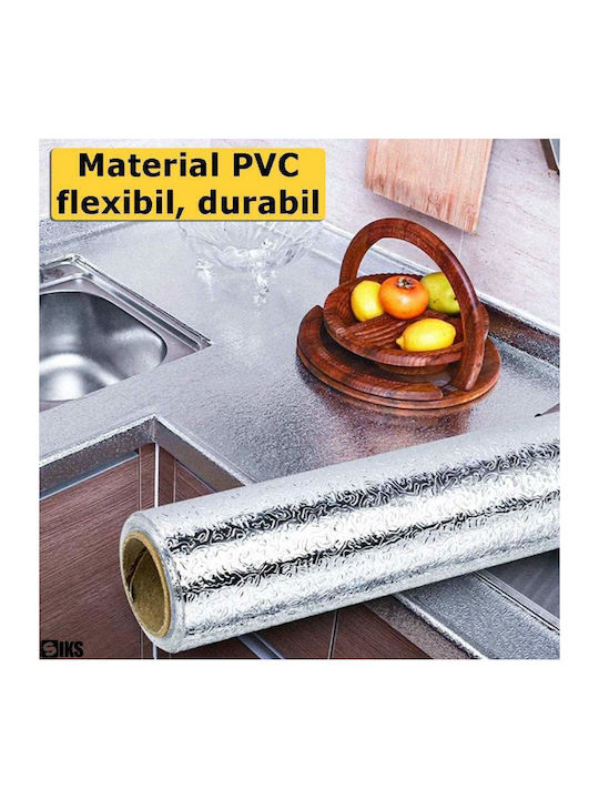 Siks Folie Autocolantă Pentru Blat De Bucătărie Pvc 60×500 Cm Rezistentă La Umiditate Și Pete Ușor De Curățat Protecție Pentru Blat Și Perete Argintie