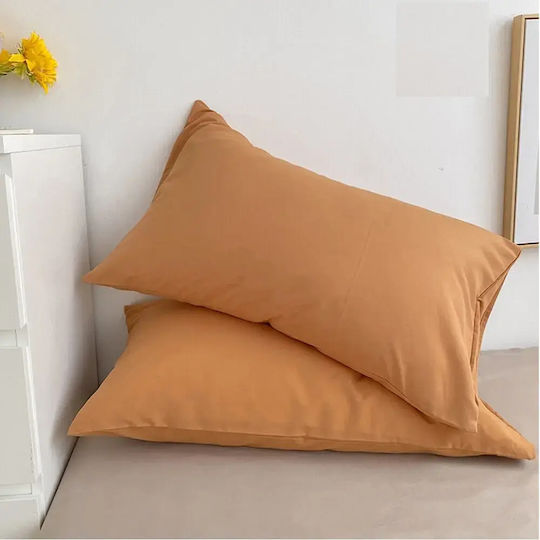 Kotonia Home Σετ Μαξιλαροθήκες με Φάσα Cocoa 50x70εκ.