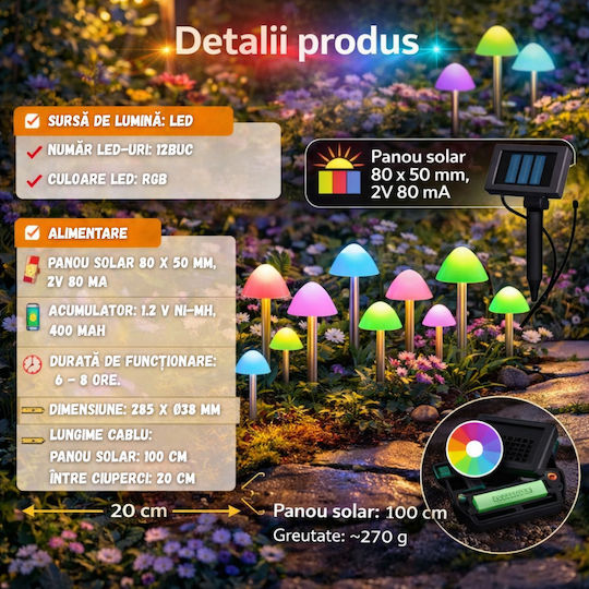 Alista Home Set 12 Lămpi Solare Suspendate Ghirlandă Verzi cu Senzor de Mișcare și Fotocelul IP65