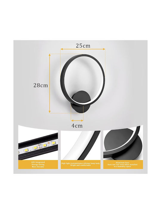Lampa De Perete Modernă Cu LED Integrat Și Lumină Alb Natural Neagră 22.5x20x5.5cm