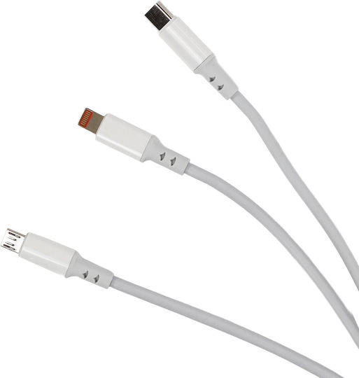 Einparts 3-in-1 12m 3a Kabel USB Typ-C Micro-USB Blitzschlag Stahlanschlüsse