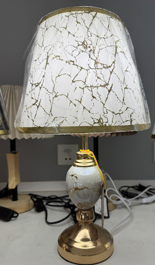 Alista Home Lampă de Masă Metalică pentru Soclu E27 cu Abajur Alb și Bază