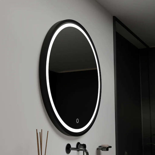 Alista Home Magnifying Round Bathroom Mirror Led Touch 60x60cm Black