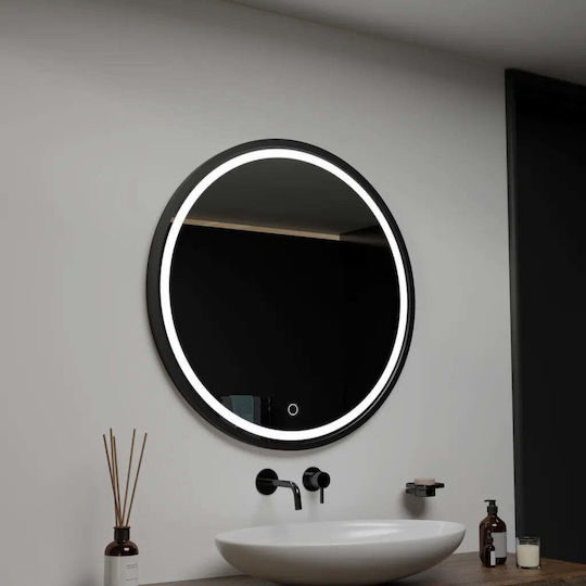 Alista Home Magnifying Round Bathroom Mirror Led Touch 60x60cm Black