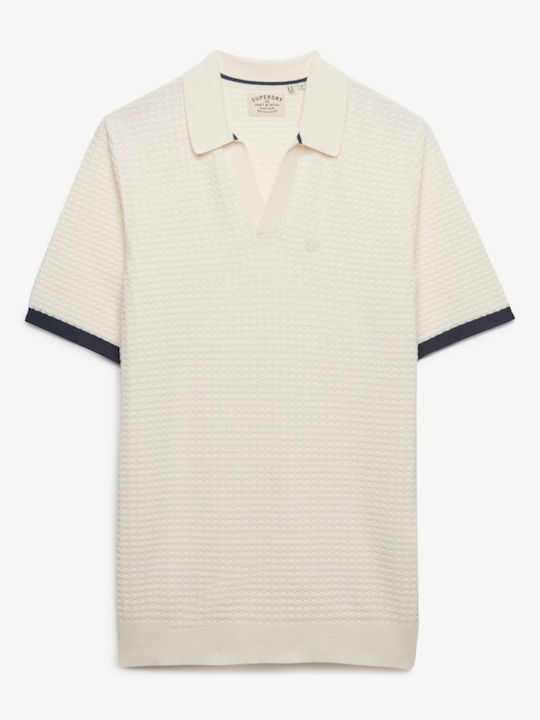 D2 Stud Polo Short Sleeve Cream Blouse