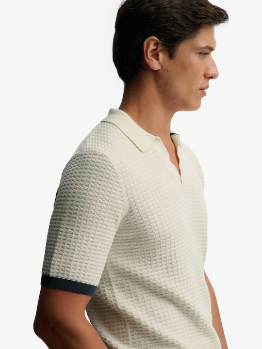 D2 Stud Polo Short Sleeve Cream Blouse