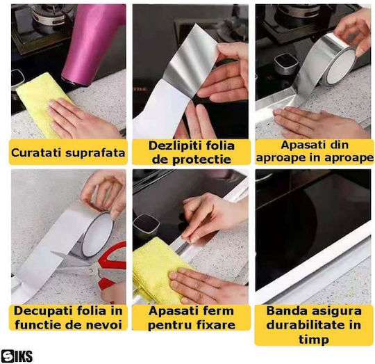 Bandă Bituminoasă Impermeabilă Din Folie De Aluminiu Cauciuc Butilic Tip Gudron Negru Bandă De Izolare Acoperiș Etanșare Crăpături Șeminee Rezistentă La Apă Acoperire Din Aluminiu Aderență Îmbunătățită Lățime 5 Cm Lungime 5 M Negru