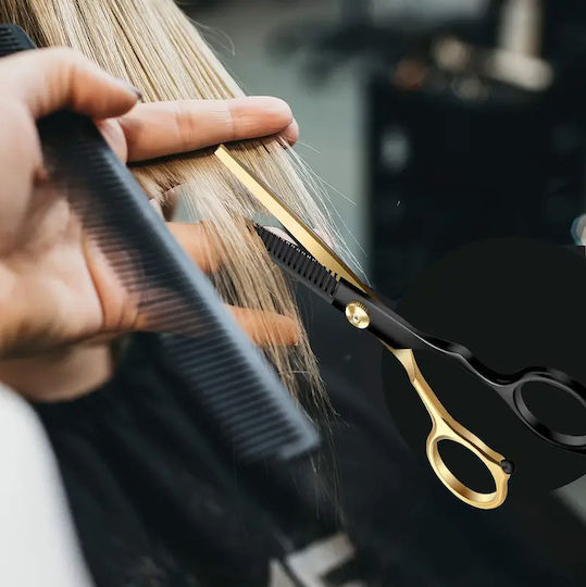 Ножици за изтъняване за подстригване Zola Professional 17 см черно злато