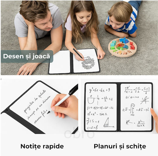 Obro Wiederverwendbare Trockenabwischbare Tafel Agenda A5 Schreib Löschen Umschreiben Set Marker & Tuch Schule Büro Planung Grau