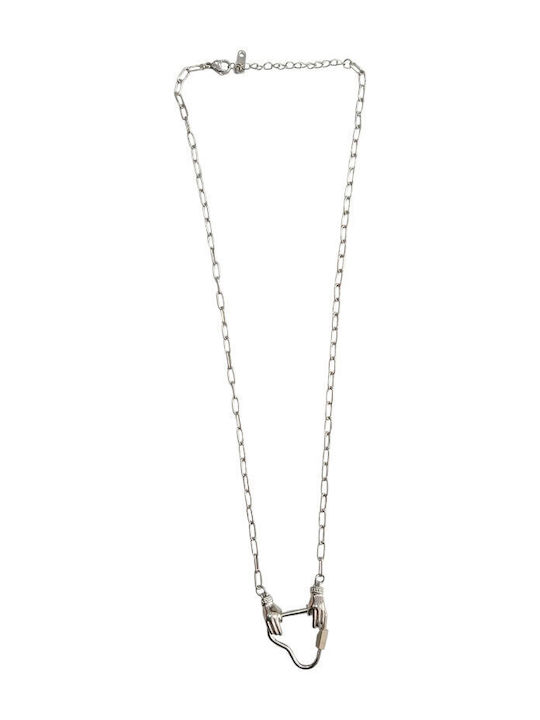 Kalliopi Silver Necklace With Heart Design Made Of Steel