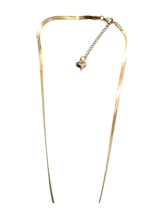 Kalliopi Silver Necklace with Heart Design from Gold Plated Steel