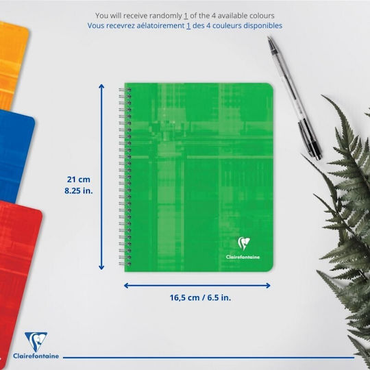 Clairefontaine Spiral Notebook A5 60 Sheets with White Pages with Pen Case Green