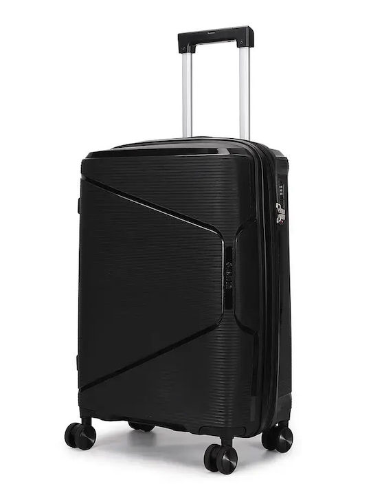 Amber Hard Black Travel Suitcases with 4 Wheels Set of 2 Pieces