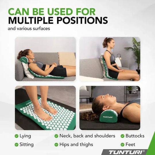 Tunturi Acupressure Massage Mat for Neck & Back Green