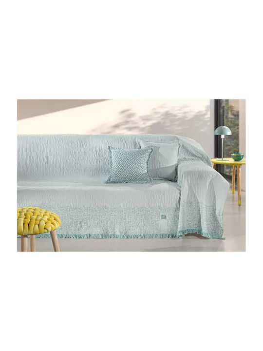 Guy Laroche Moreno Sofa Throw 2 Seater 2 Sides Chenille 180x250cm Aqua
