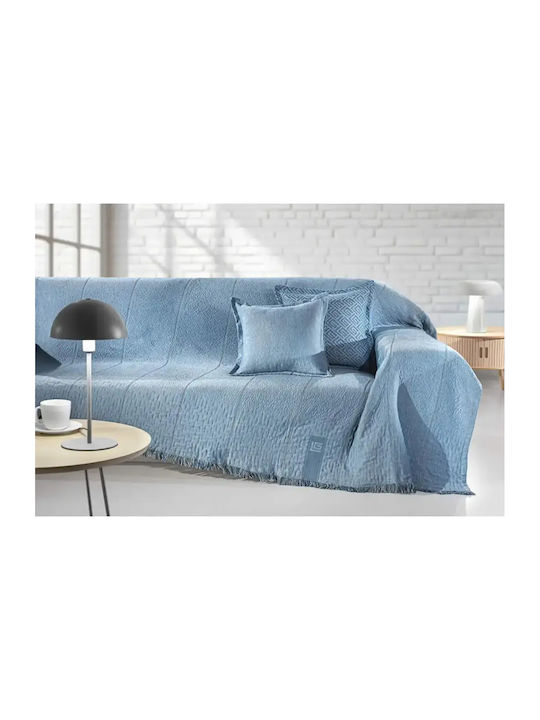 Guy Laroche Soho Sofa Throw 2 Sides Chenille 180x250cm Blue