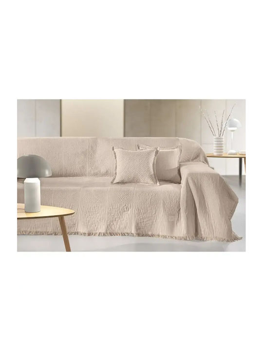 Guy Laroche Soho Zweisitzer-Sofa Überwurf Chenille 180x250cm Natürliche Herstellerfarbe