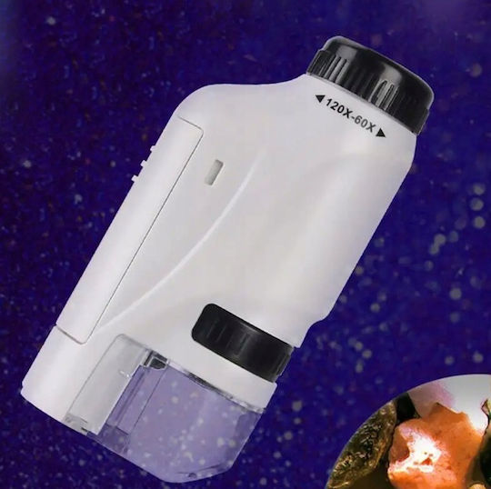 Microscop Educațional Portabil Zola 60x/120x Mărire Focalizare Reglabilă Iluminare Led 10.5x5.3 Cm Alb