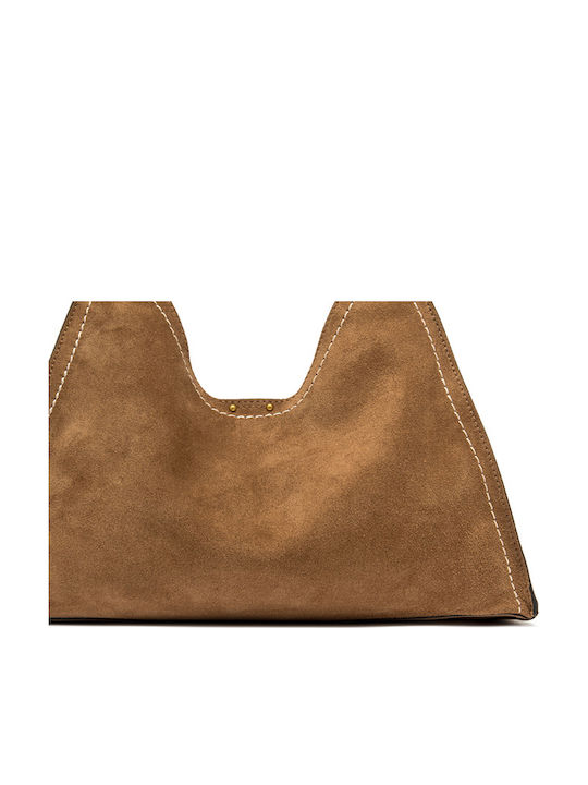 Leder Damen Schultertasche Tabac