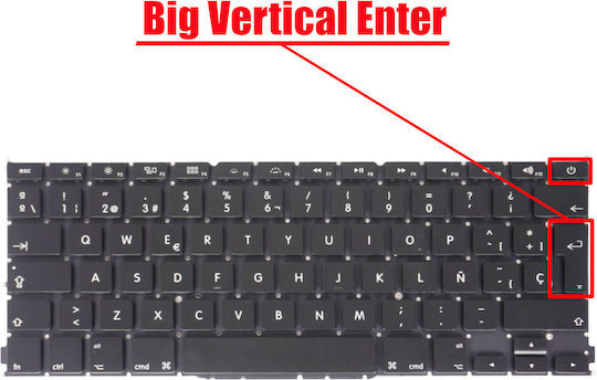 Spanish Laptop Keyboard Apple Macbook Pro 13" A1425 Late 2012 Early 2013 661-7016 607-9612 818-2985 Md212ll/a Me662ll/a Spanish No Frame Black Code 40260es