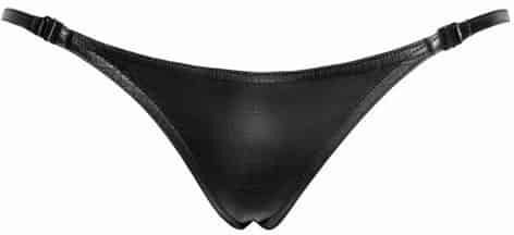 Noir Handmade Crocodile Wetlook Thong Double Opening
