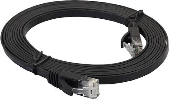 Flaches U/UTP Kat.6 (Gigabit) Netzwerkkabel Ethernet 10m Schwarzes