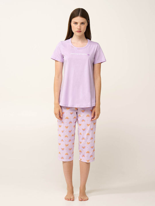Vamp Καλοκαιρινό Γυναικείο Σετ Πιτζάμας Βαμβακερό Lilla Pastel