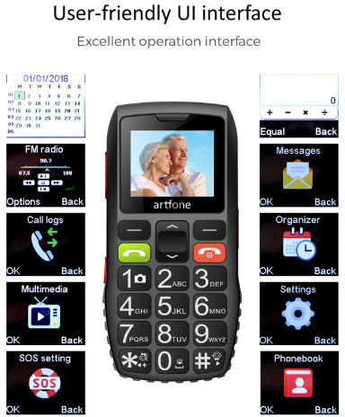Artfone C1 Dual SIM Mobile Phone with Buttons (English Menu) Black