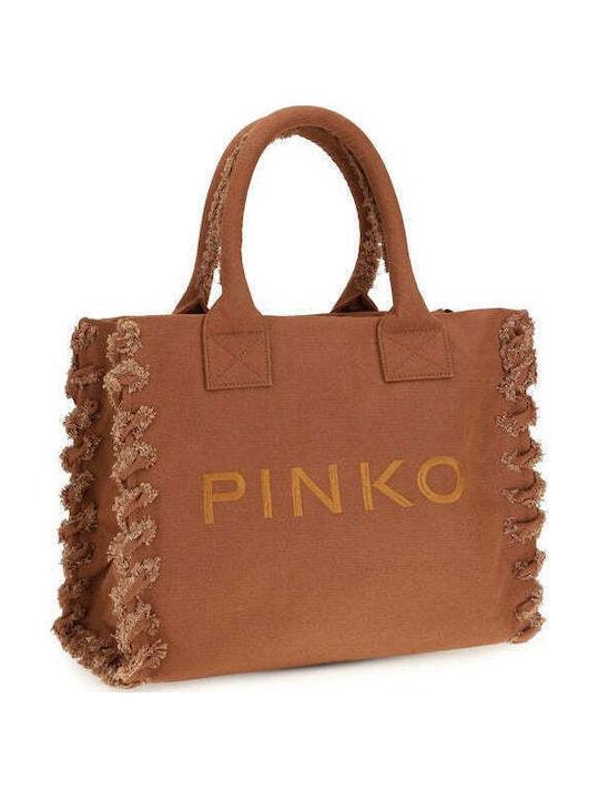 Pinko Текстилна Дамска Чанта Тоут За Ръка Кафява