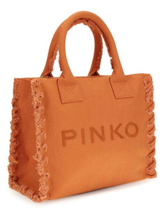 Pinko Текстилна Дамска Чанта Тоут За Ръка Оранжева