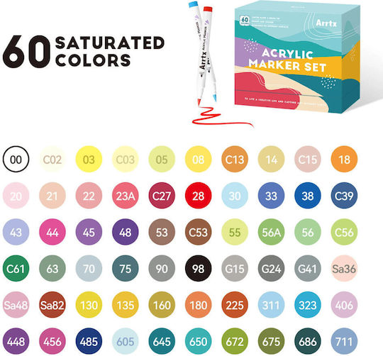 Arrtx Drawing Markers Set 60 Colours
