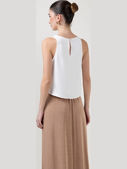Γυναικείο Crop Top Αμάνικο Ecru