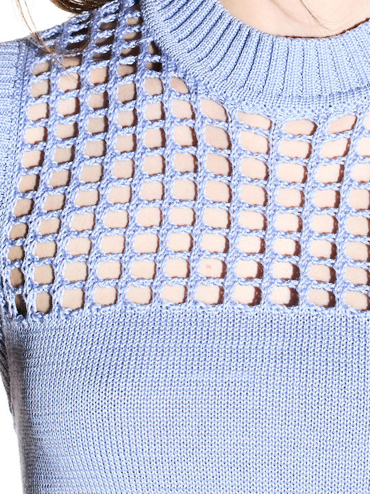 Damen Ärmelloser Baumwollpullover Hellblau