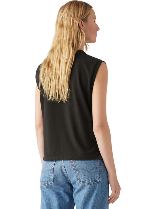 Boxy Women's Cotton Sleeveless Black Blouse