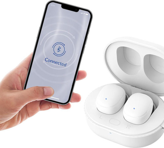 3MK FlowBuds 6.0 Bluetooth Handsfree Ακουστικά με Θήκη Φόρτισης Λευκά