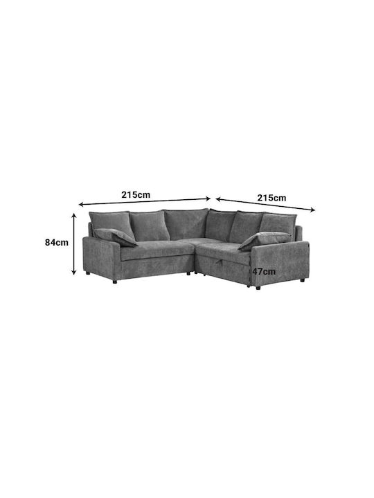 Lounivo Corner Sofa Bed Beige 215x215x84cm