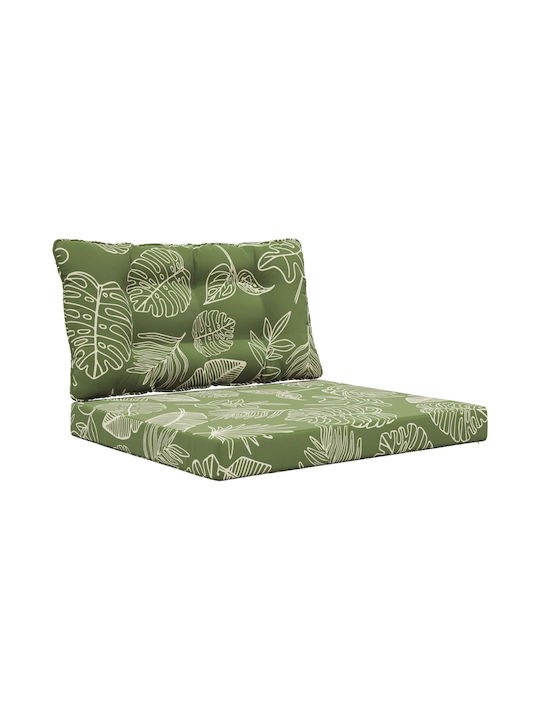 vidaXL Garden Chair Cushions with Backrest Green 2 Pieces 68.5x80cm