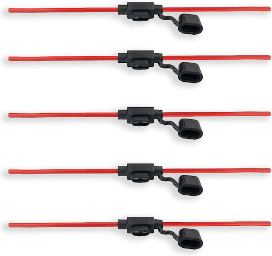 Set Suport Siguranțe Auto Tip Mini 11x8.6mm Impermeabil Carguard 5 Bucăți Cablu Cupru 22 Cm 1 Mm² Max 15a