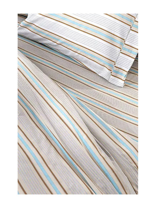 Guy Laroche Pinstripe Set Bed Sheets Double With Rubber Hugger 170x200+32cm 4 Pieces