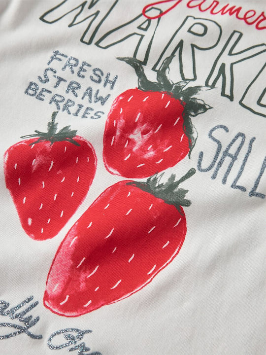 Παιδική Μπλούζα Κοντομάνικη Άσπρη Strawberry