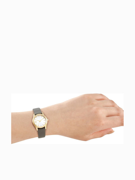 DKNY Womens Battery Watch with Gray Leather Strap