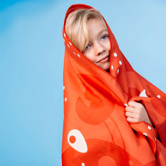 Swim Essentials Kids' Beach Towel Microfiber Red Crabby 135x65 Cm