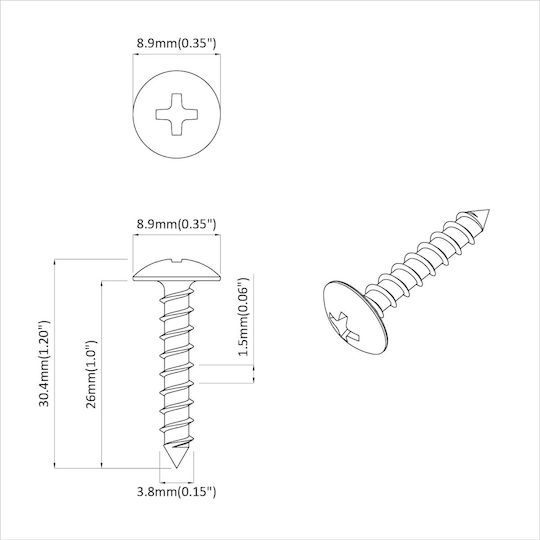 vidaXL Ξυλόβιδα Inox με Μήκος 4mm 8451τμχ 18kg