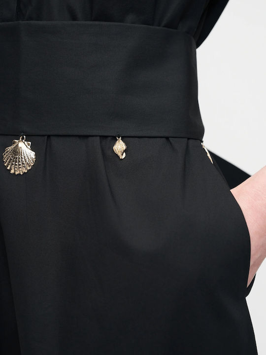 Poplin Midi Φόρεμα με Μανίκι 3/4 Μαυρο